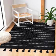 honeybloom black striped woven area rug