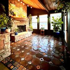brown terracotta floor tiles