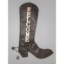 welcome cowboy boot metal western home