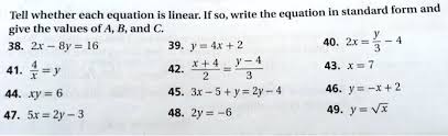 Tell Whether Each Equation Is Linear