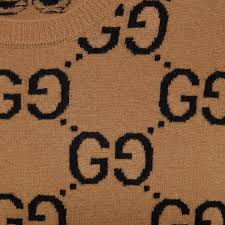 gg wool jacquard jumper in camel and