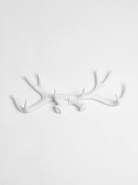 decorative antler wall mount white deer