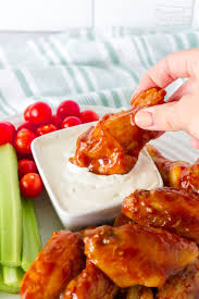 hot wings with blue cheese dipping
