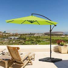 Westin Outdoor 10 Ft Cantilever Offset Umbrella With Base Weights Included For Outdoor Patio Uv Weather Resistant Lime