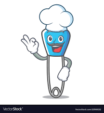 chef safety pin character cartoon