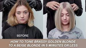 Toner's not going to help you unless. How To Tone Brassy Golden Blonde To A Beige Blonde In 5 Minutes Or Less Kenra Color Youtube