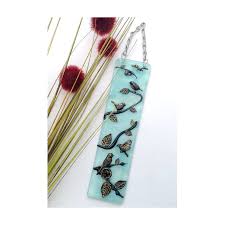 handmade fused glass 3d birds hanging