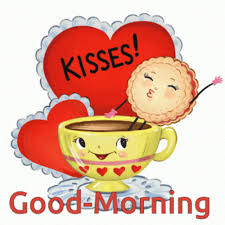 good morning kiss cookie and coffee gif