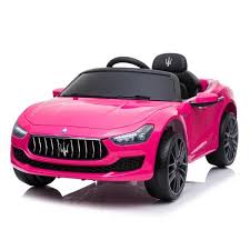 Tobbi Maserati Licensed 12 Volt Kid Ride On Car Electric Vehicle With Remote Control Led Lights Player Pink