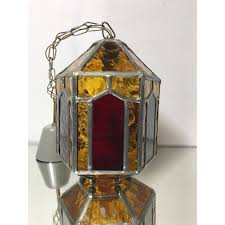 Vintage Stained Glass Lamp Sweden 1960