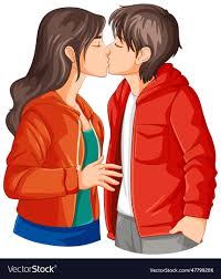 youth couple kissing cartoon royalty