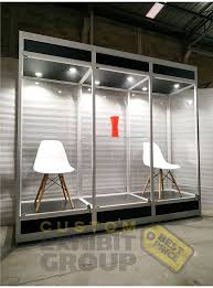 large mannequin display case with glass