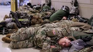 The guardsmen were allowed back inside late thursday after reports were widely shared of the conditions in the garages, with few bathrooms and little. National Guard Troops Sleep On Capitol Floor Before Impeachment King5 Com