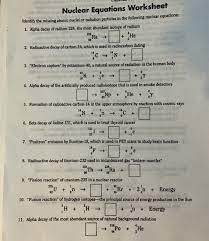 Solved Nuclear Equations Worksheet