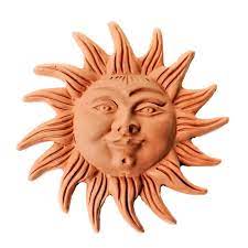Terracotta Sun With Rays To Hang Cm 25