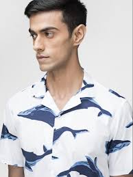 Whether a holiday essential or the statement piece to a summer barbecue, find your perfect men's printed shirt in our new collection. Green Hill Cubin Collar Printed White Half Sleeve Men Casual Cotton Shirt Rs 490 Set Of 6 Id 21195386648