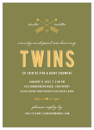 twin arrows baby shower invitations by