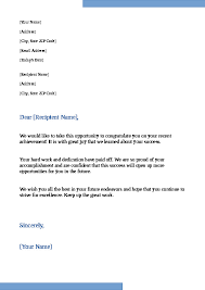 achievement congratulatory letter template