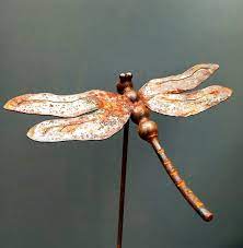 Rustic Dragonfly Garden Stake