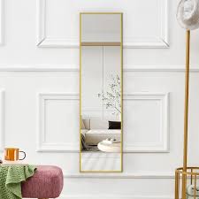 Framed Gold Floor Mounted Mirror Wall