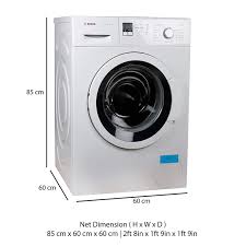 Keep in mind that the depth is often 5 to 10 centimeters wider because of the protrusions. Bosch 6 5 Kg Fully Automatic Front Load Washing Machine Wak20061in White Specification And Features