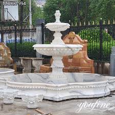 Two Tiered White Marble Water Fountain