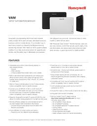 Vista Automation Module Vam Dealer Data Sheet Honeywell