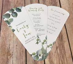 simple eucalyptus wedding program fans