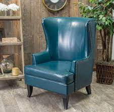 High Back Armchair Leather Wing Back