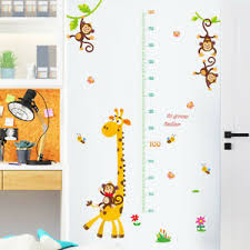 Details About Charm Giraffe Monkey Height Chart Wall Sticker Diy Kids Children Room Decor Wort