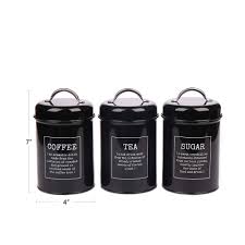3x tea coffee sugar canisters storage set kitchen jars containers metal black. Metal Containers With Lids Coffee Canister Sets Galvanized Decor Products Manufacturer For Home And Garden