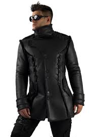 Fur Lined Leather Coat For Men Black