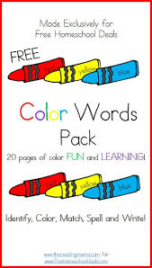 color words printable worksheets pack