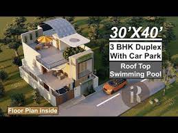 30x40 Duplex House Design 1200 Sqft