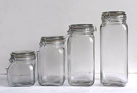 Glass Storage Jar With Clip On Flip Lid