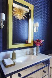 blue powder room wallpaper design ideas