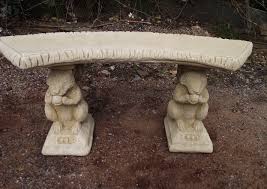 Stone Squirrel Bench With Curved Top