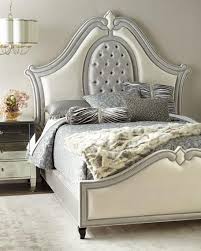 Silver Upholstered Curved Queen Bed