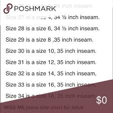 Miss Me Size Chart Miss Me Size Chart Jeans Miss Me Size