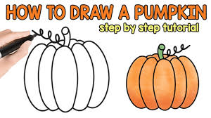 Drawing pumpkin faces drawing factory. How To Draw A Pumpkin Tutorial Youtube