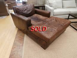Restoration Hardware Leather Chaise At