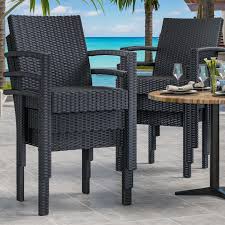 Rhodos Plastic Rattan Chair Black