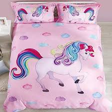 enjohos white unicorn pink bedding set