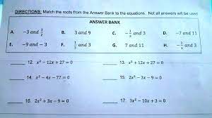 Match The Roots From The Answer Bank To