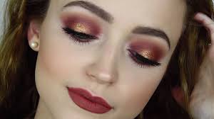 prom makeup for burgundy dress