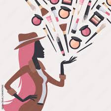 woman silhouette with beauty cosmetics