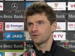 Thomas muller's delivery to the back post was centred by serge gnabry with a brilliant first touch and goalkeeper florian kastenmeier got down to his left to turn a volley from muller behind, but he. Thomas Muller Makes Hilarious Windy Night In Stoke Reference After Bayern Munich Beat Stuttgart In Bundesliga