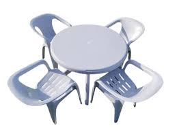 White Plastic Garden Set Round Table
