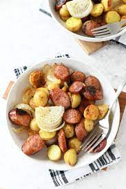 crispy sausage potatoes sheet pan