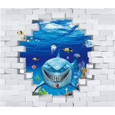 3d Shark Fish Kids Wallpaper Cermin ...